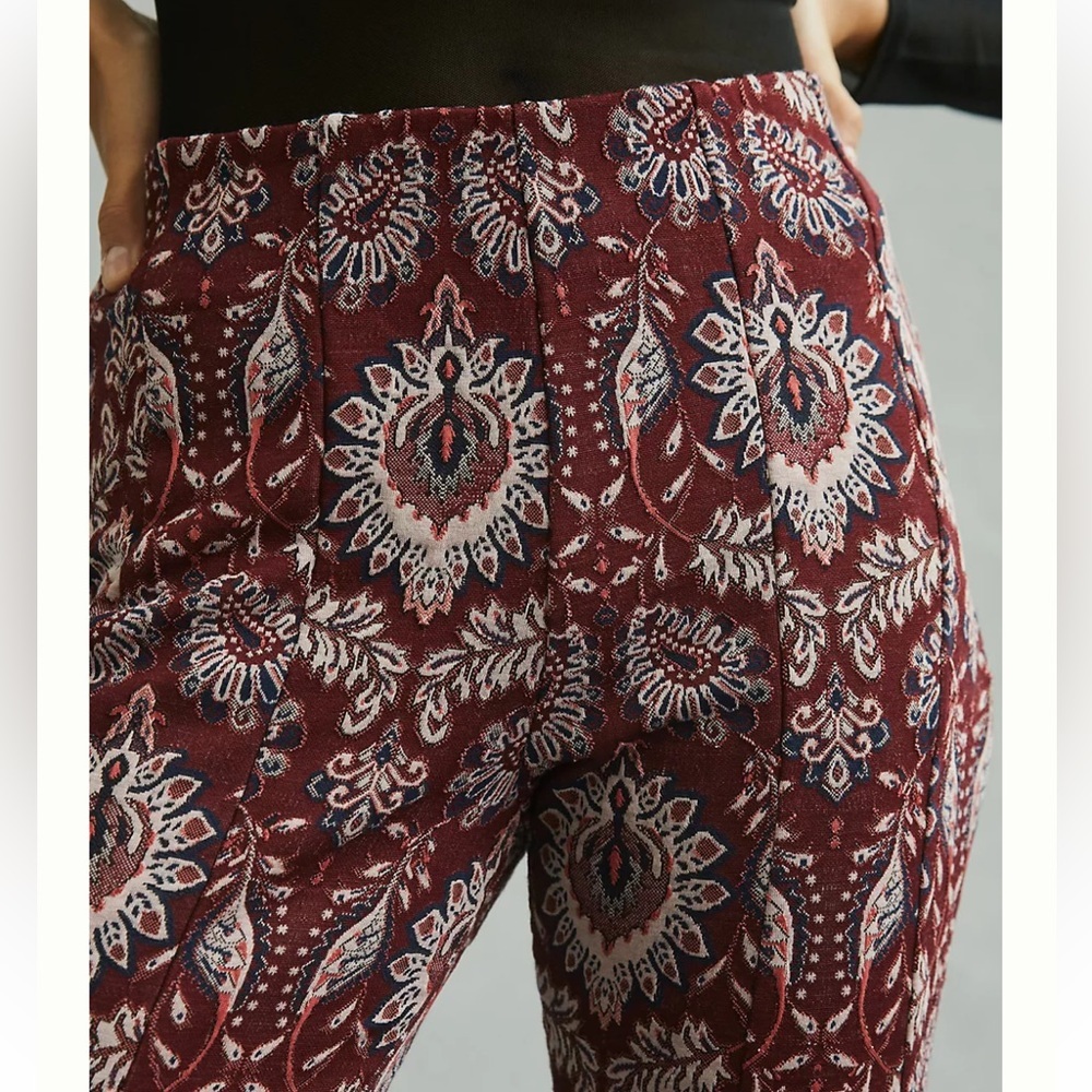 Anthropologie Damask Jacquard Flare Pants - Picture 5 of 13